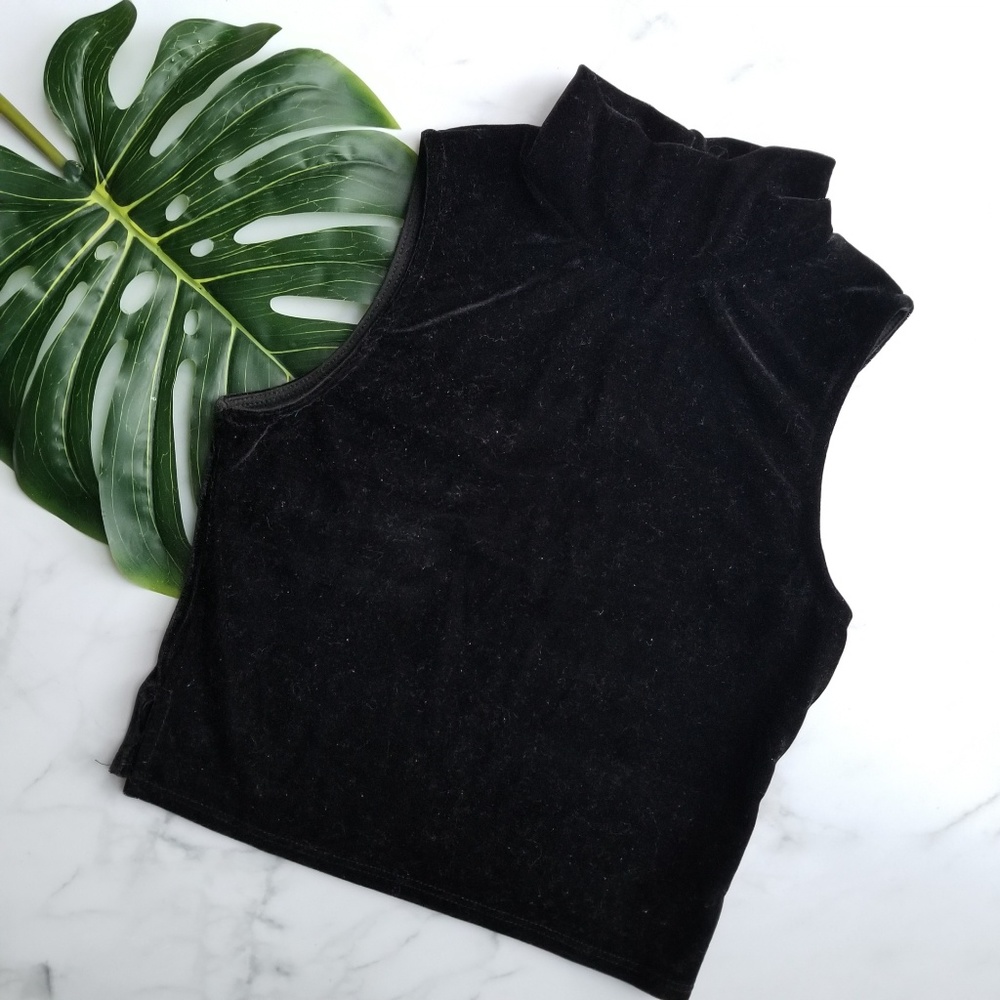 Black Velvet Turtle Neck Tank